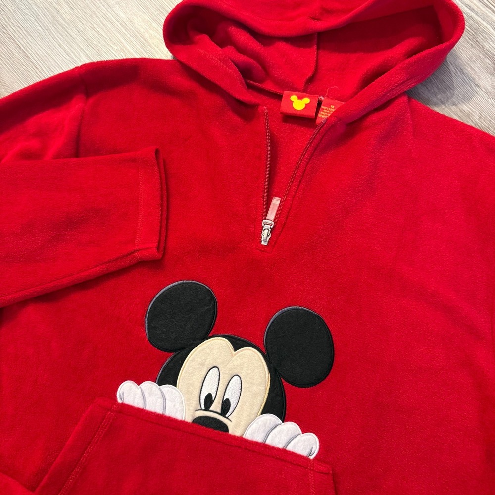 Mickey Jerry Leigh Adult Medium Vintage Fleece 1/2 Zip Hoodie‎